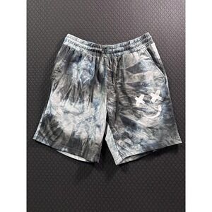 Shein Tie Dye Sweat Shorts Medium Blue Grey Smiley Face Graphic Drawstring